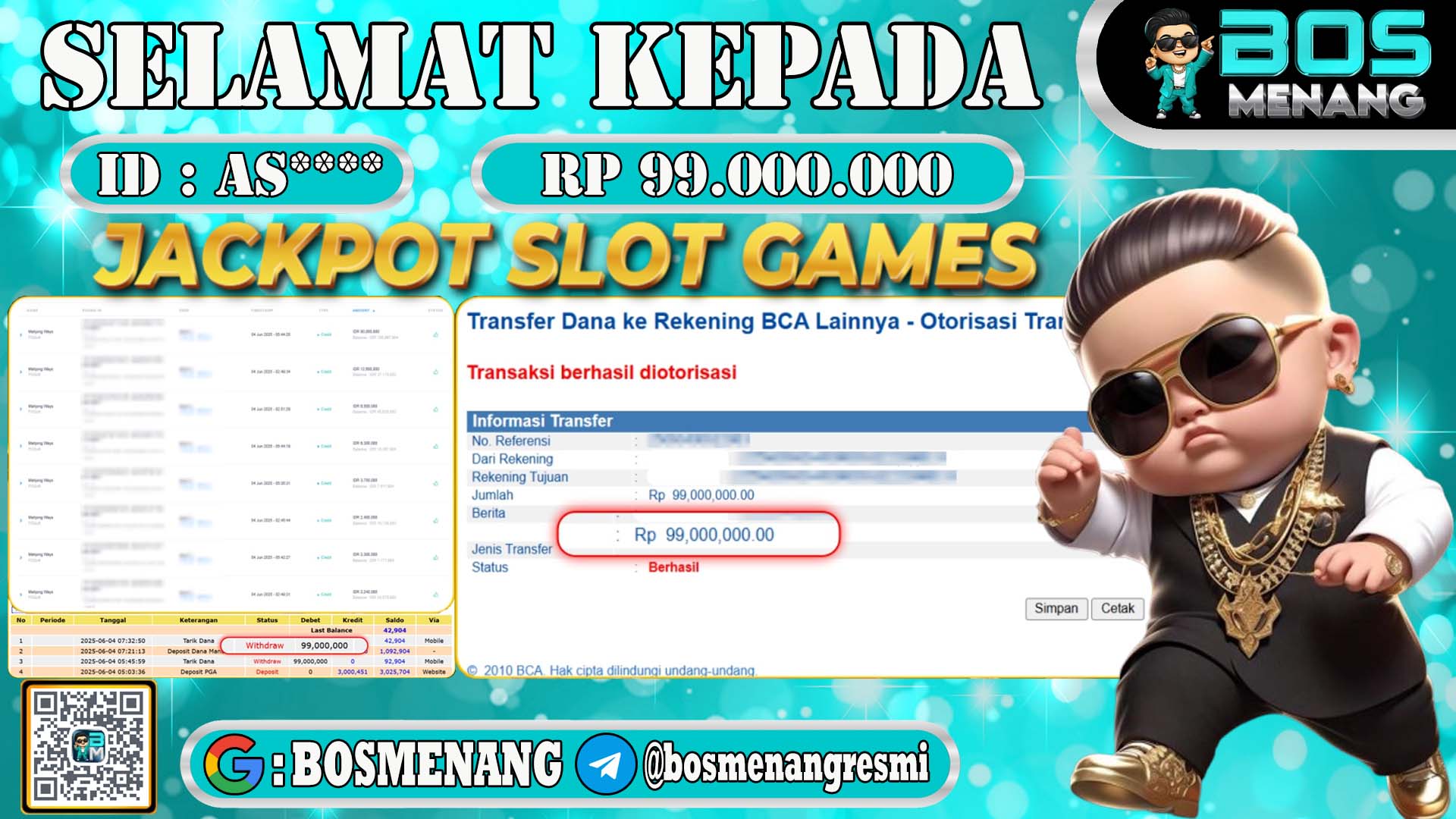 bukti pembayaran jackpot slot games member BOSMENANG