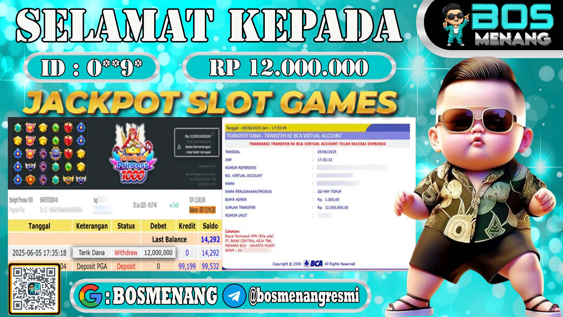bukti pembayaran jackpot slot games member BOSMENANG