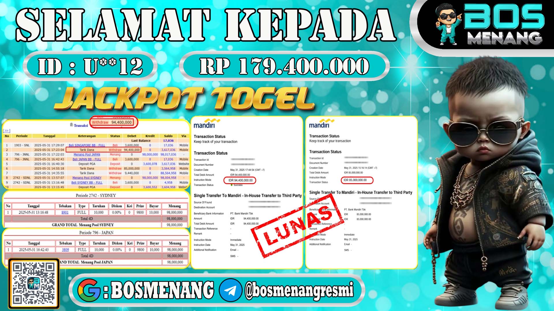bukti pembayaran jackpot togel member BOSMENANG