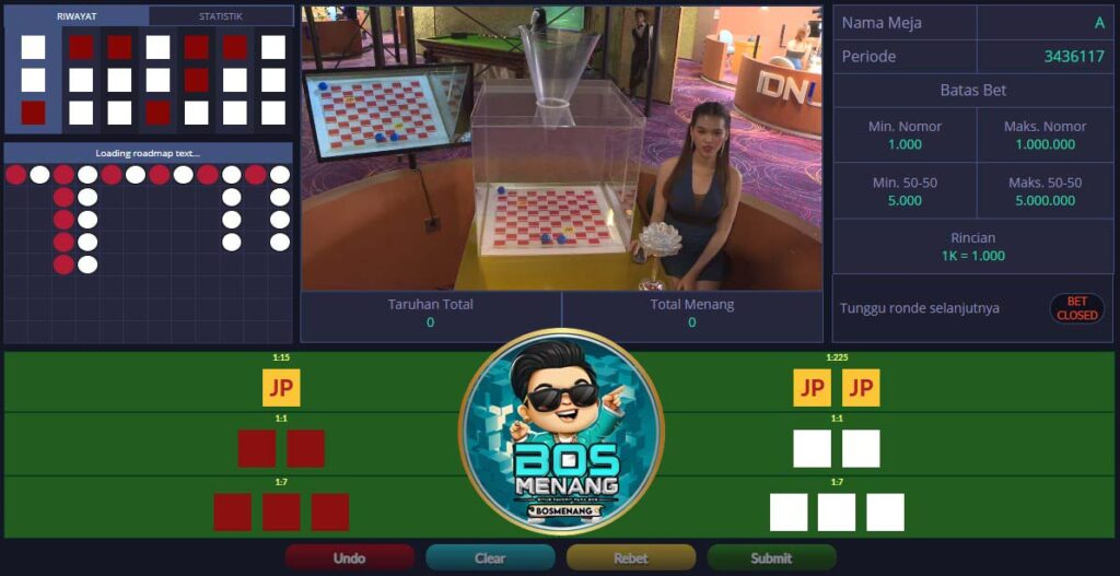 layar permainan live games Red White di BOSMENANG